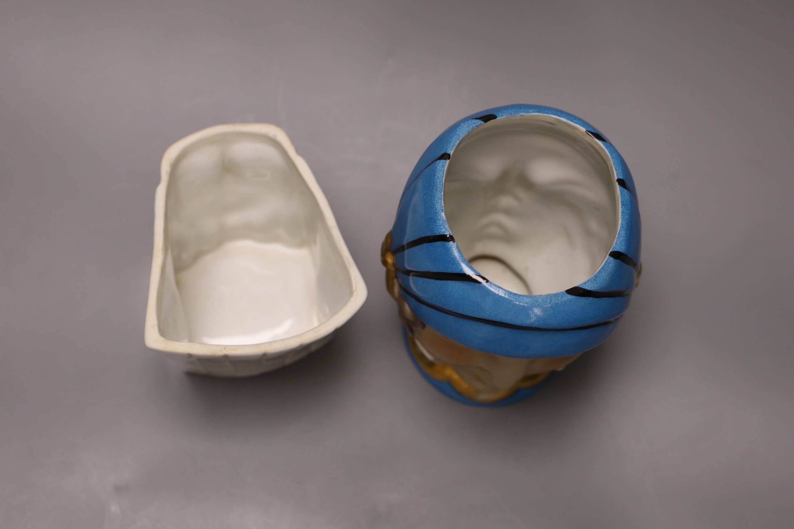Two Robj Art Deco figural bonbonnieres, 19cm